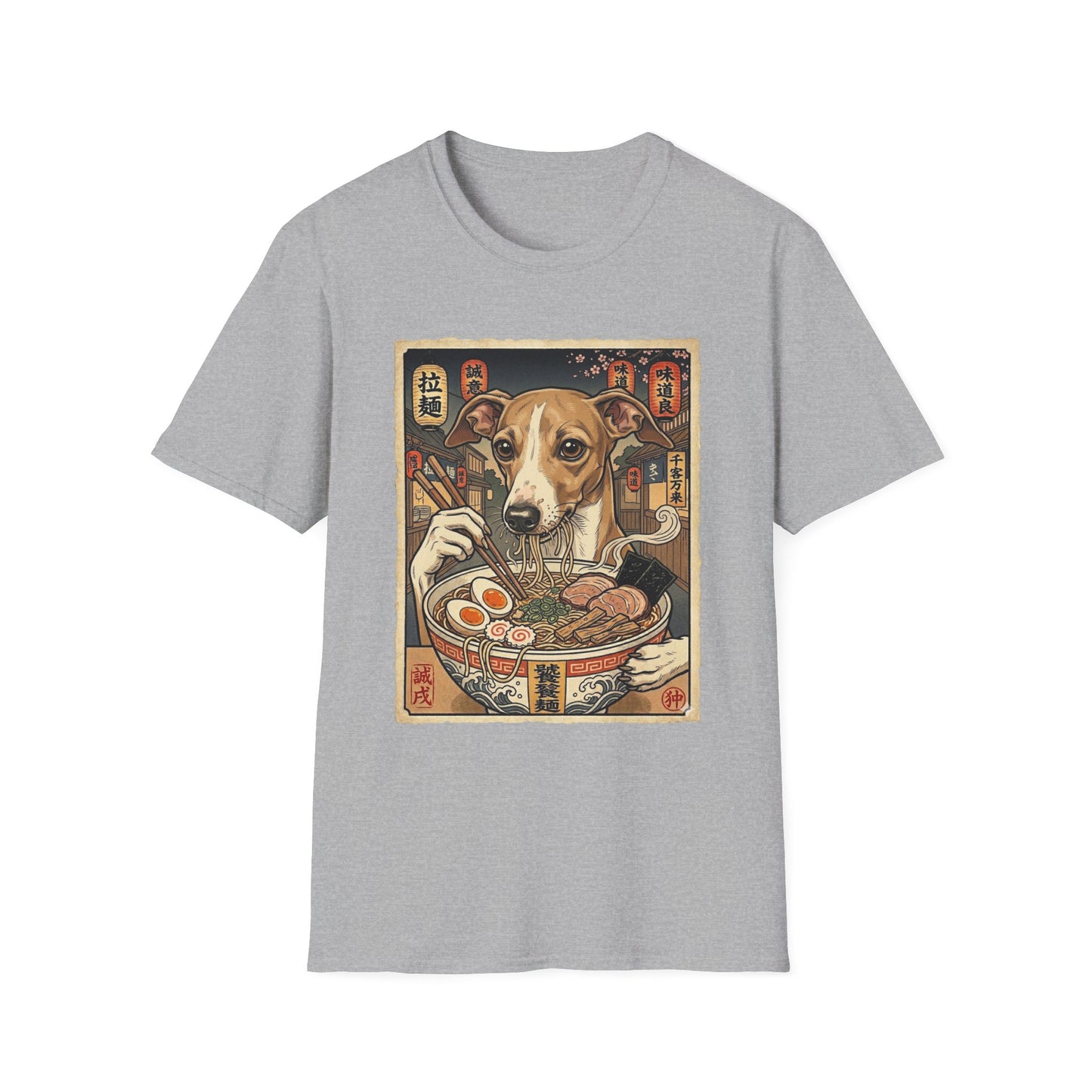 Ramen Dog T‑Shirt — Cute Italian Greyhound Slurping Noodles Graphic Tee