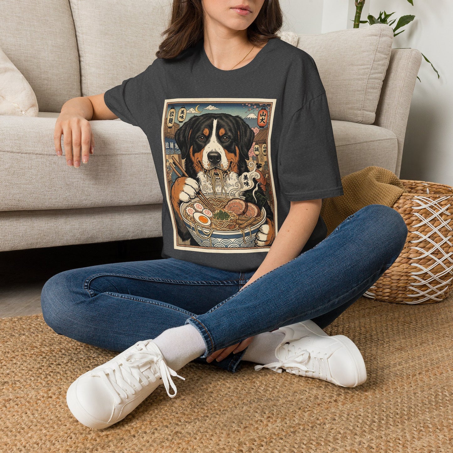 Ramen Dog T-Shirt — Cute Entlebucher Mountain Dog Ramen Bowl Graphic Tee