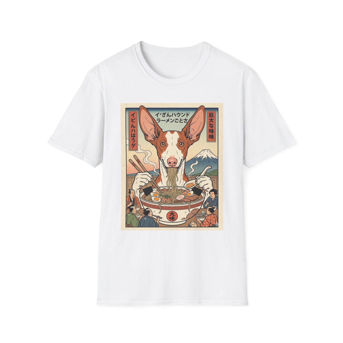 Ibizan Hound dog Eating Ramen Unisex Softstyle T-Shirt