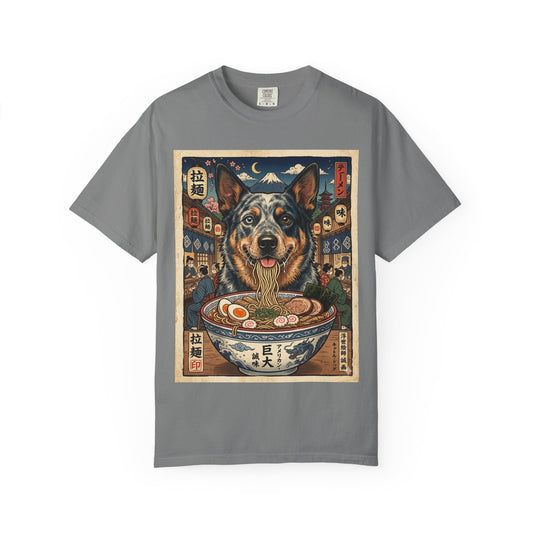 American Cattle dog Ramen Dog Illustration T-shirt | Japanese Food Art