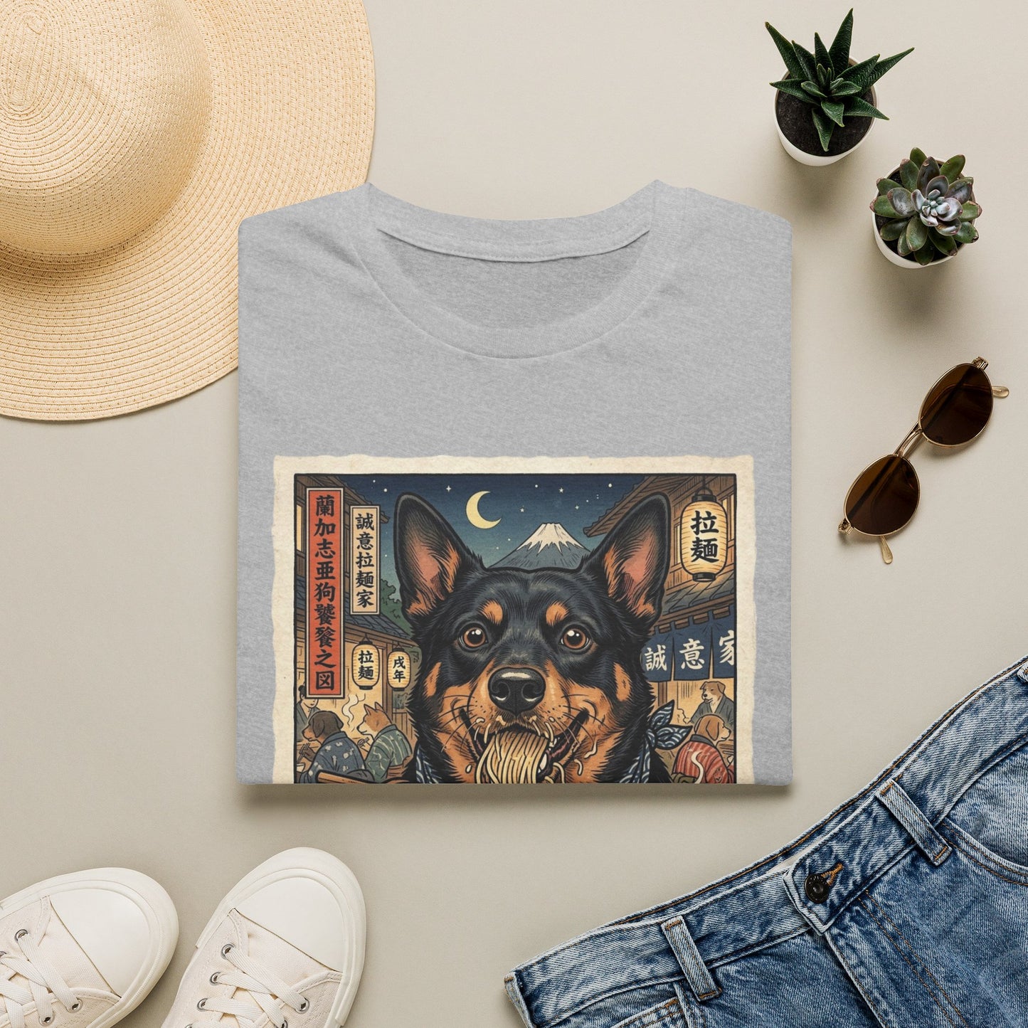 Ramen Night Lancashire Heeler T‑Shirt — Cute Japanese Street Art Dog Tee