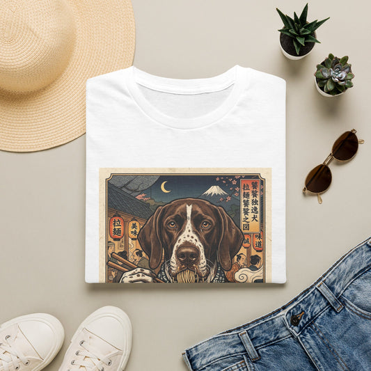 Japanese Ramen Dog T-Shirt — Retro Ukiyo-e Style Japanese Ramen Dog T-Shirt — Retro Ukiyo-e Style German Shorthaired Pointer Noodle Art Noodle Art