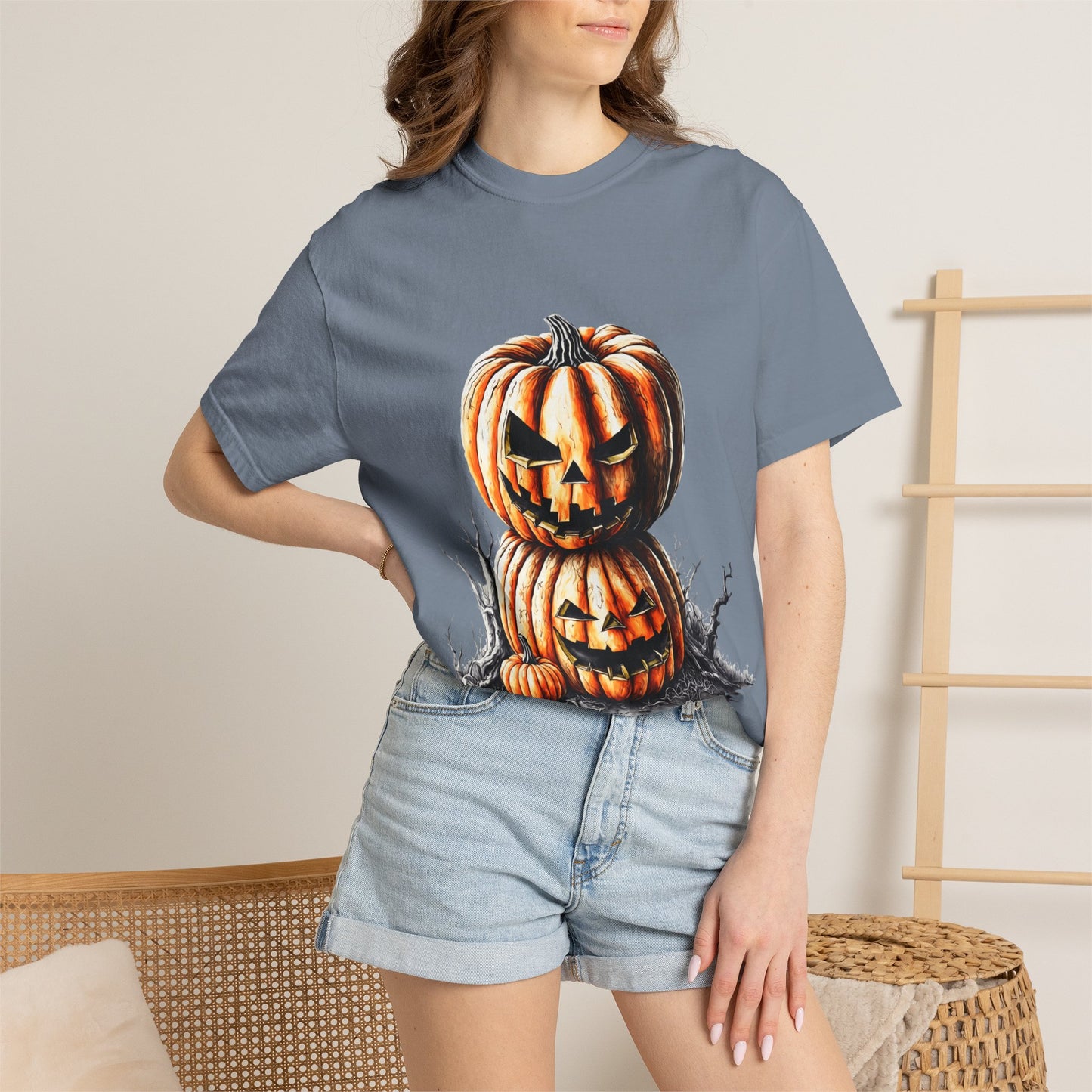 Stacked Jack-o'-Lanterns T-shirt | Halloween Pumpkin Illustration