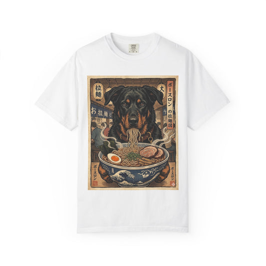 Beauceron Ramen Bowl T-Shirt | Japanese Ukiyo-e Dog Illustration
