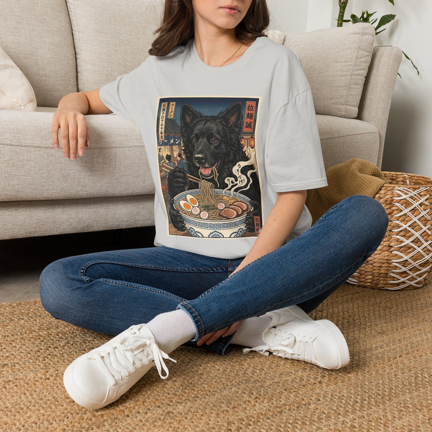 Croatian Sheepdog  Ramen Bowl T-Shirt | Japanese Noodle Shop Art
