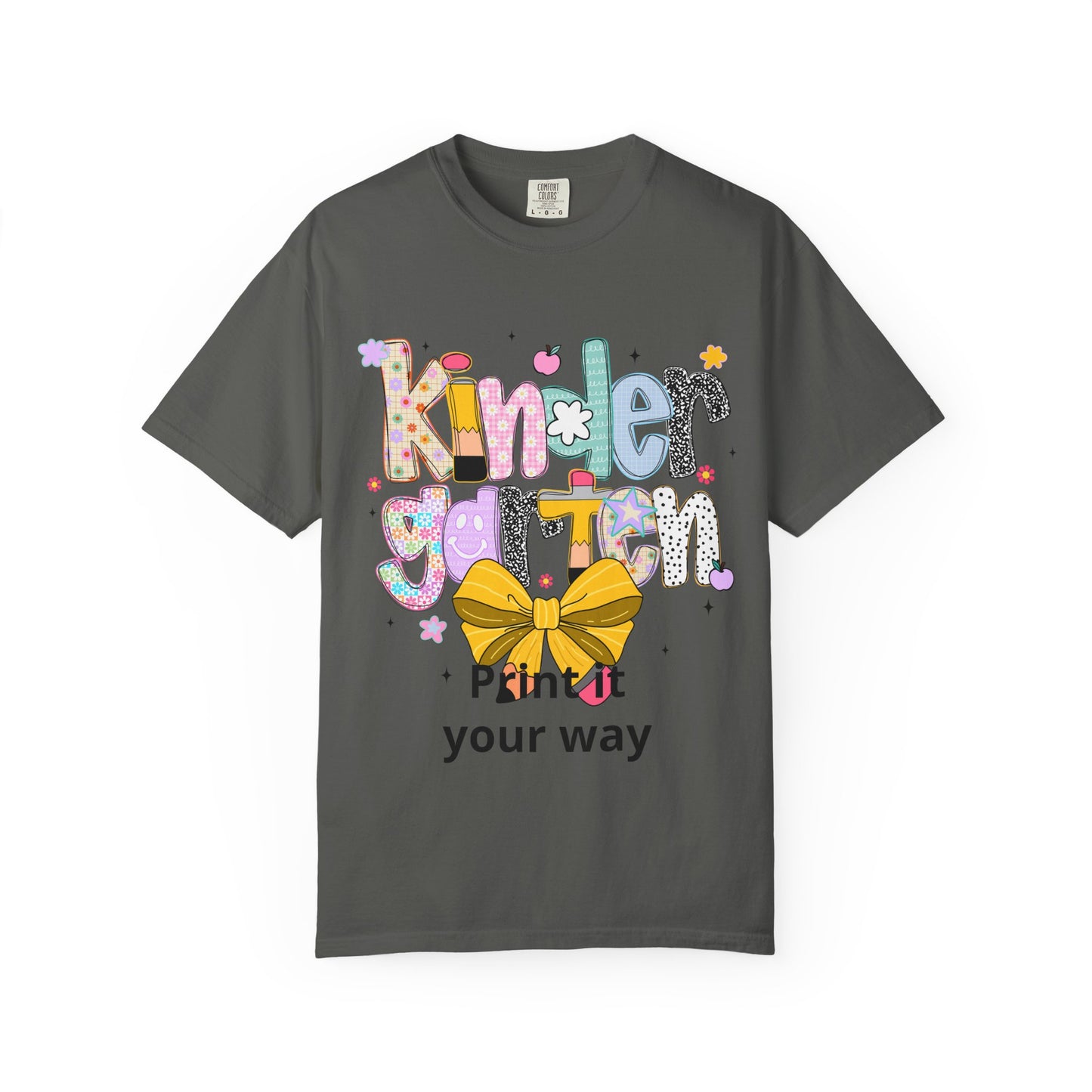 Kindergarten Cute Letters T-shirt | Bow School Teacher Tee