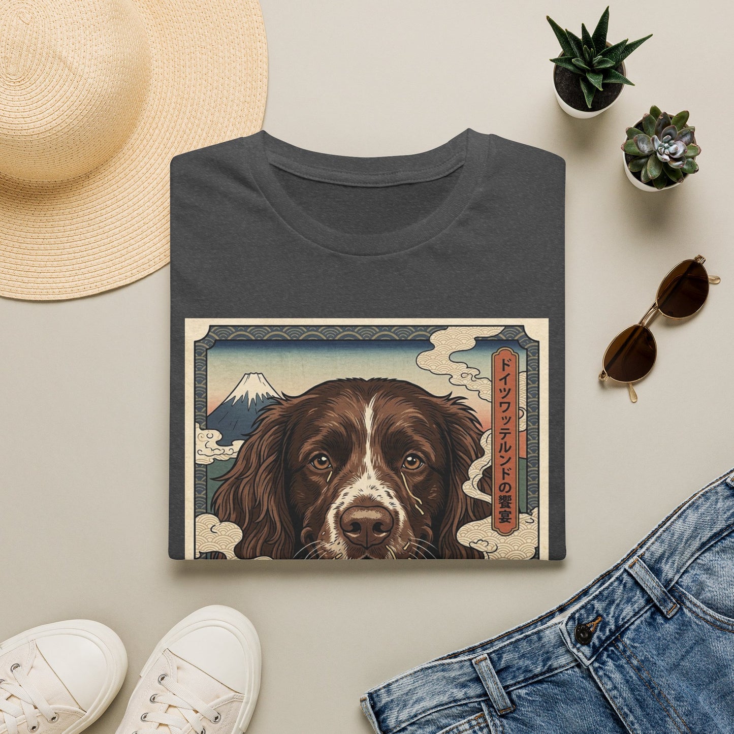 Deutscher Wachtelhund Dog Ramen Ukiyo-e T-Shirt — Japanese-Inspired Springer Spaniel Art Tee