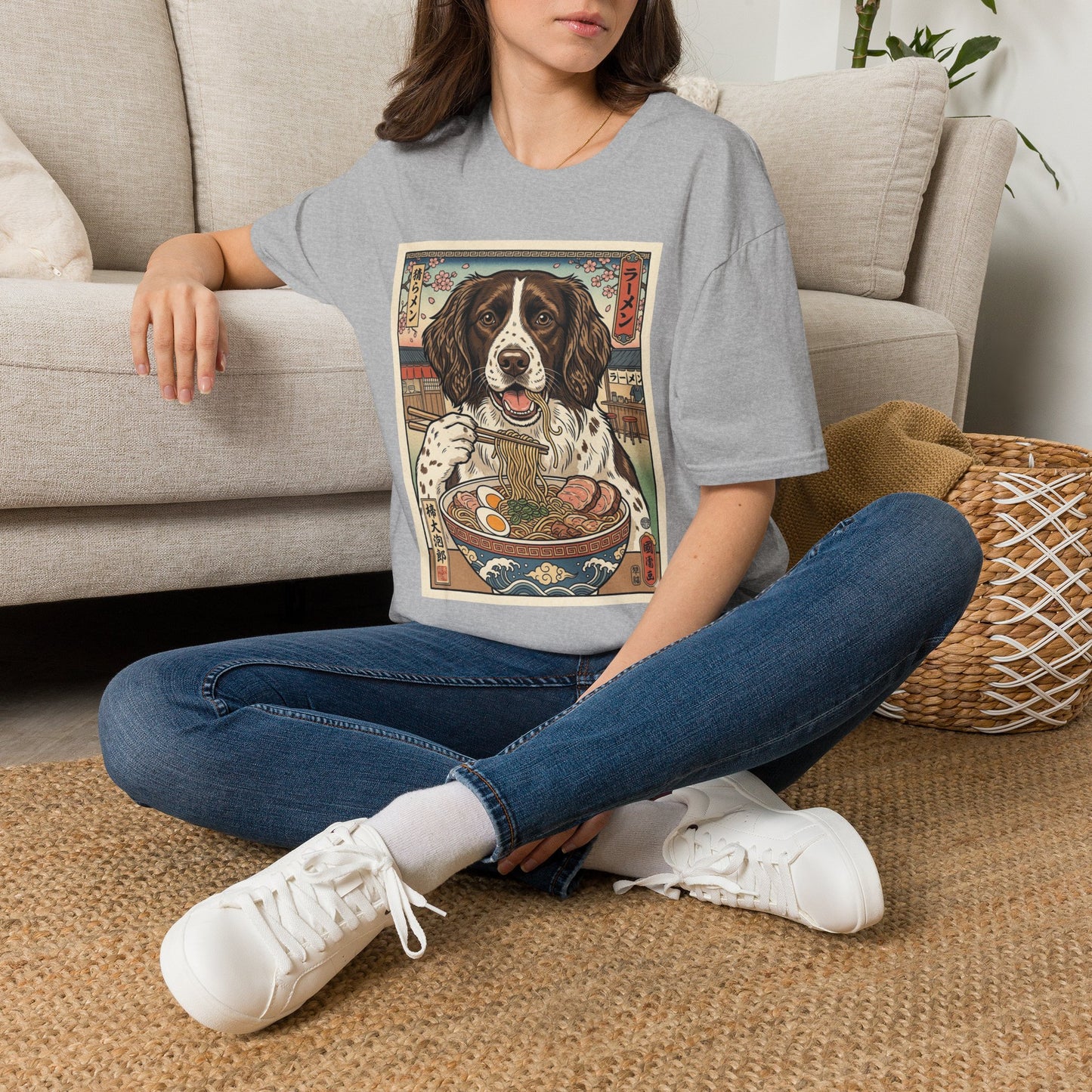 Drentsche Patrijshond Dog Ramen T-Shirt — Vintage Japanese Style Springer Spaniel Graphic Tee