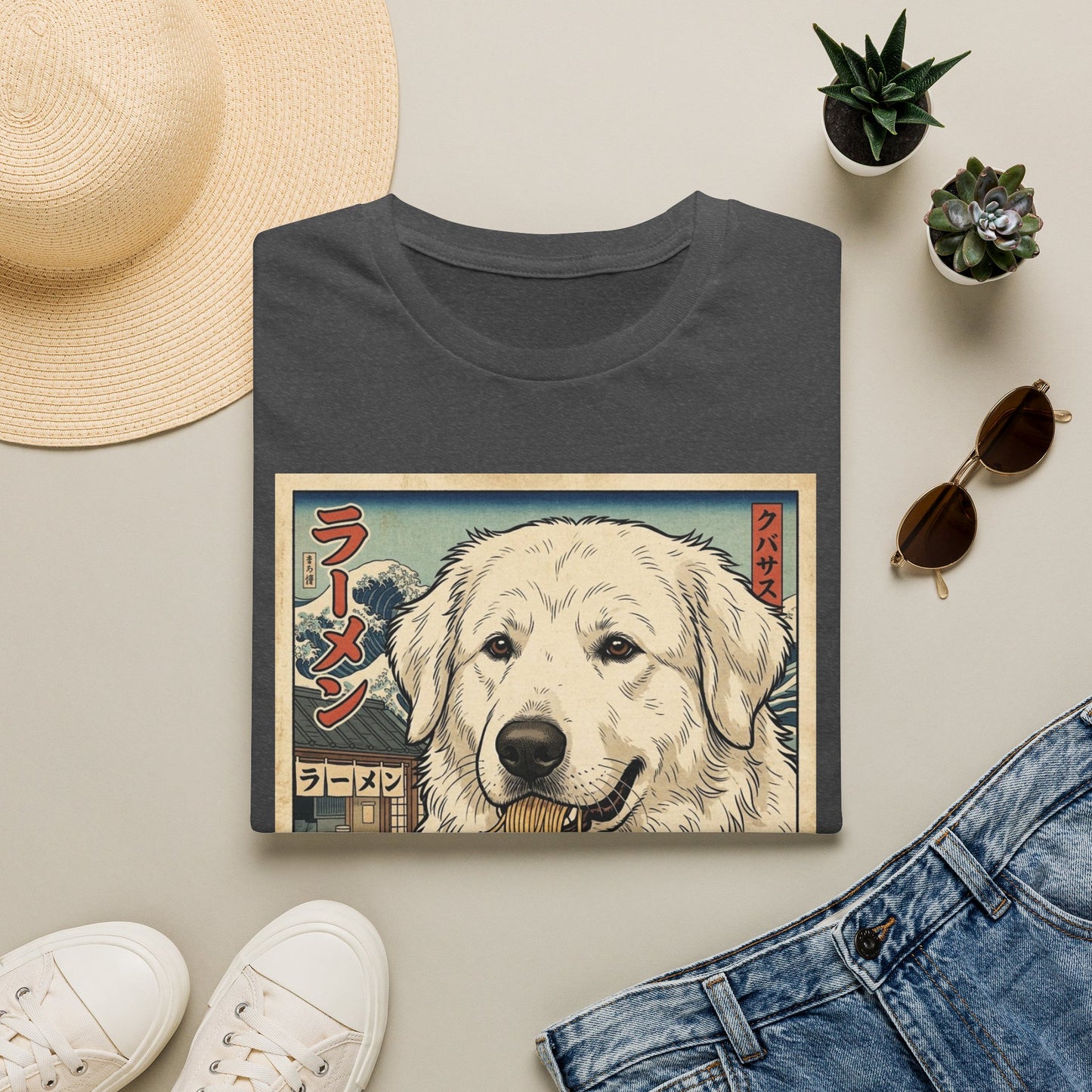 Ramen Dog T-Shirt — Cute Japanese-Inspired Kuvasz Eating Ramen Graphic Tee
