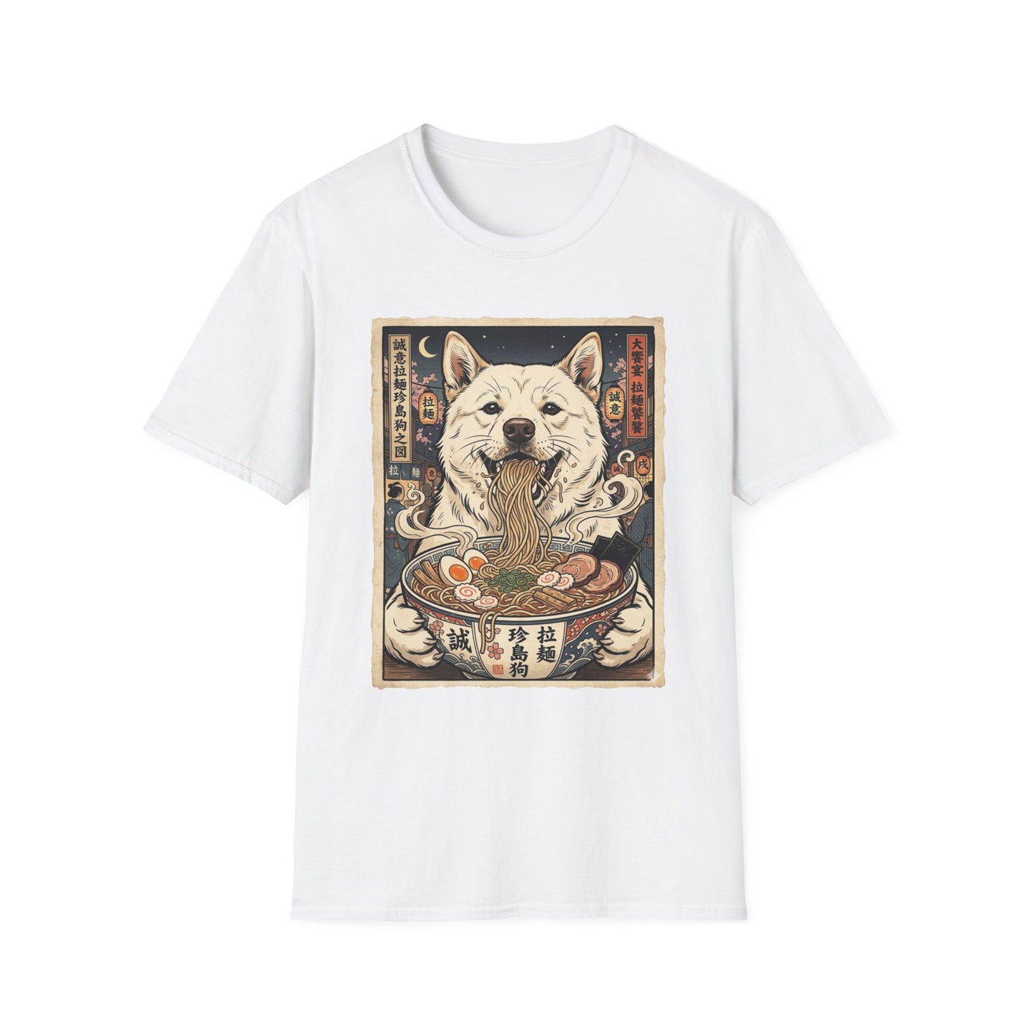 Ramen Dog T-Shirt — Cute Korean Jindo Dog Slurping Noodles Graphic Tee