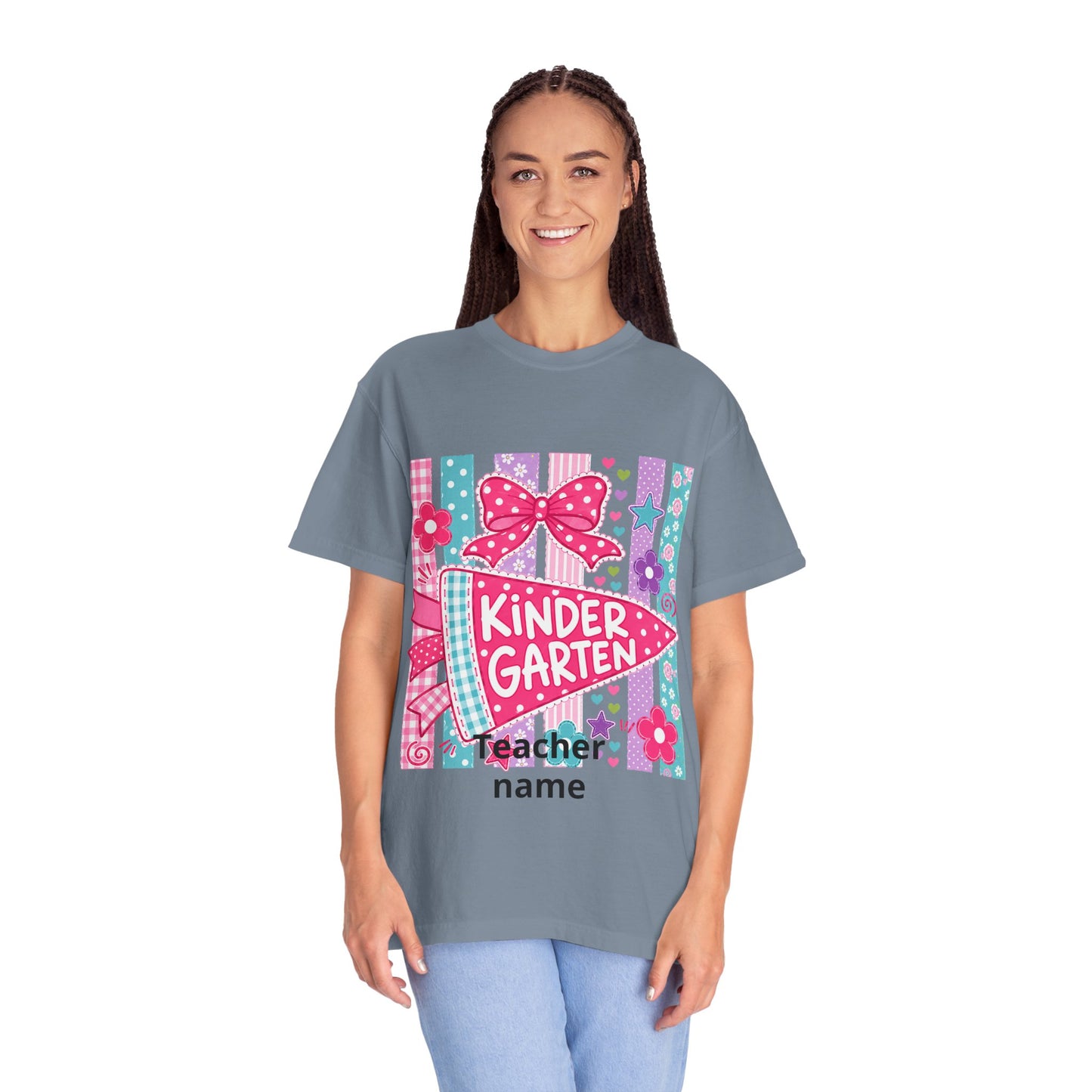 Kindergarten Pennant T-shirt | Cute School Bow Flowers Teacher Tee
