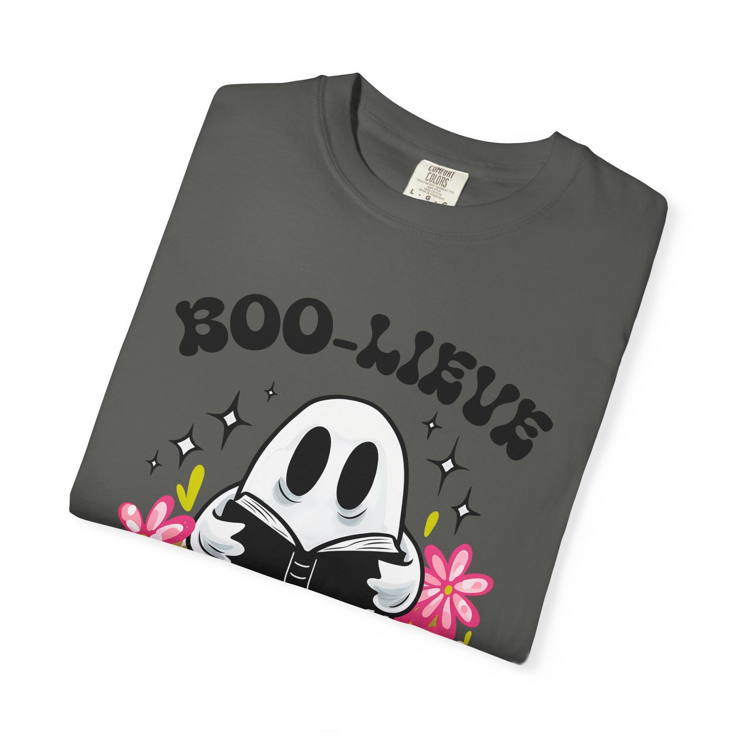 Boo-lieve Jesus ghost reading Bible T-shirt | Halloween Christian design