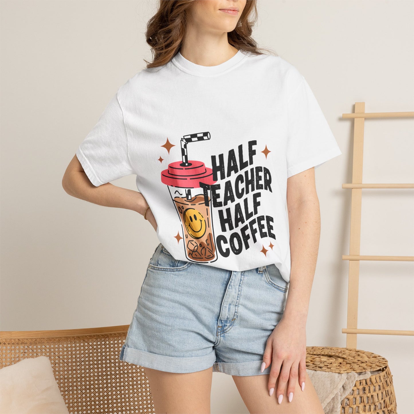 Half Teacher Half Coffee T-shirt | Teacher Coffee Tee