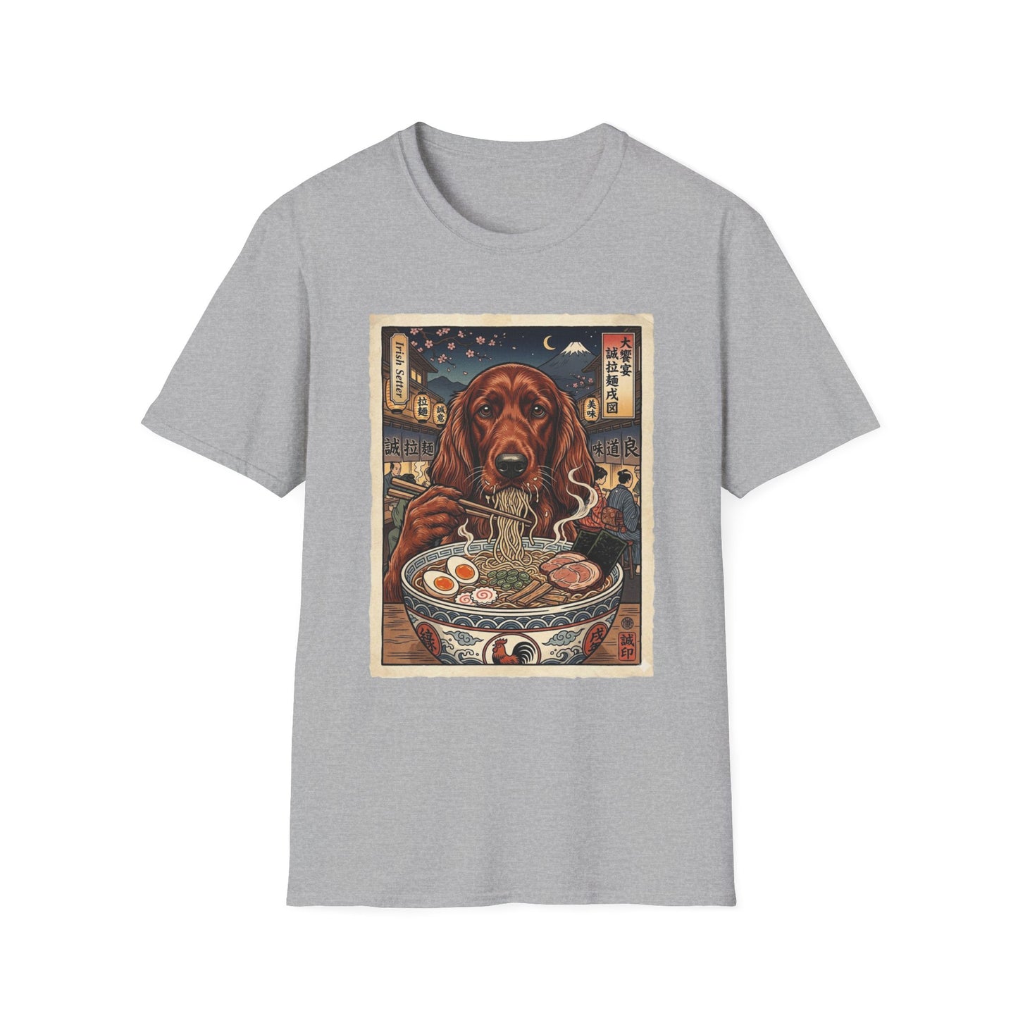 Irish Setter Ramen T-Shirt — Vintage Dog Eating Noodles Graphic Tee