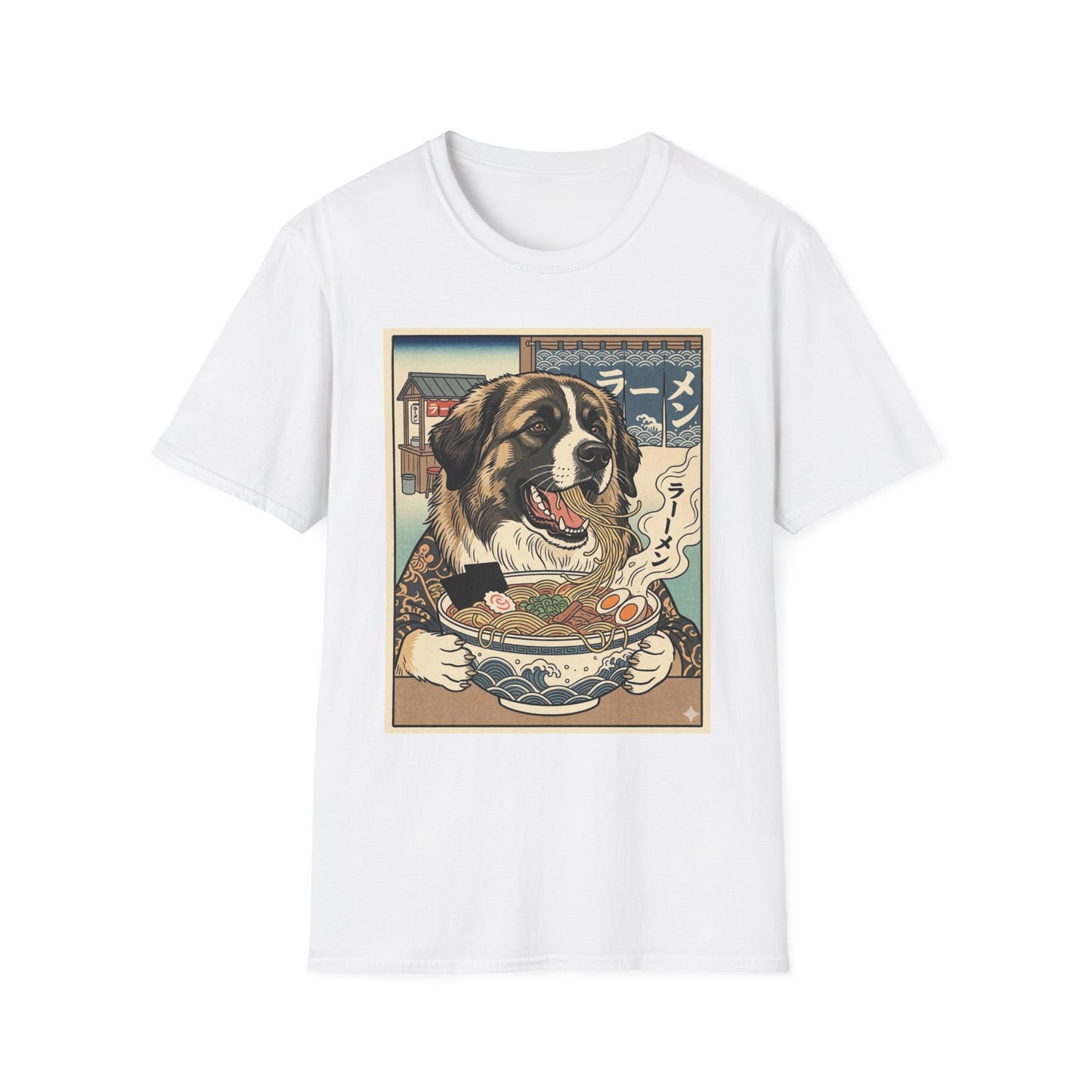 Ramen Dog T‑Shirt — Cute Estrela Mountain Dog Eating Ramen Japanese Style Tee