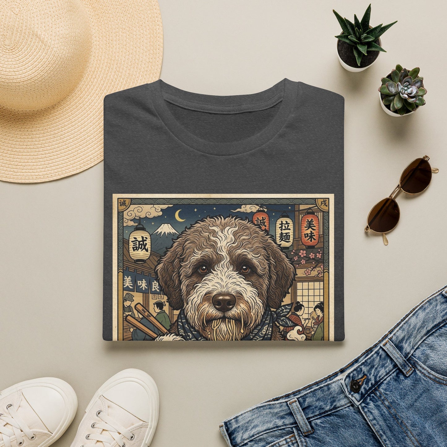 Dog Ramen T-Shirt — Cute Vintage Lagotto Romagnolo Print Noodle Shop Tee