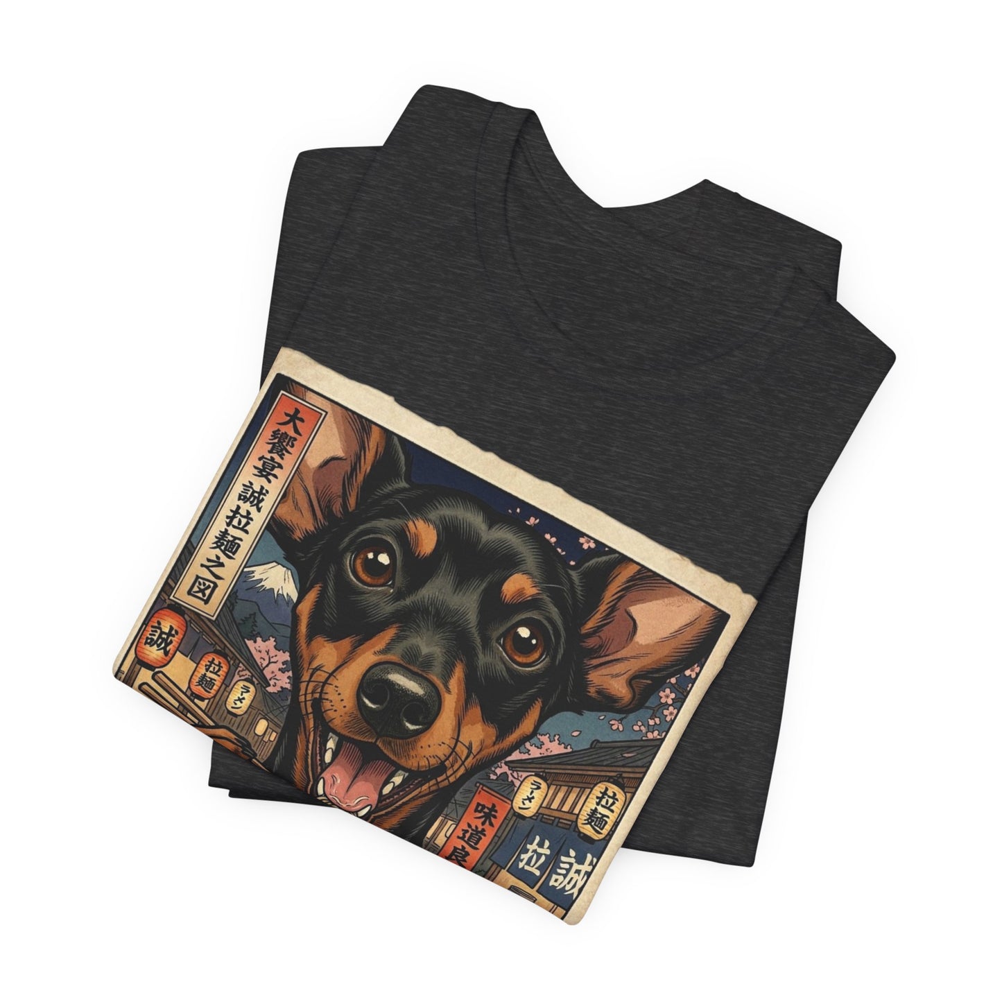 Ramen Manchester Terrier (toy) Graphic Tee — Cute Dog Eating Ramen T‑Shirt