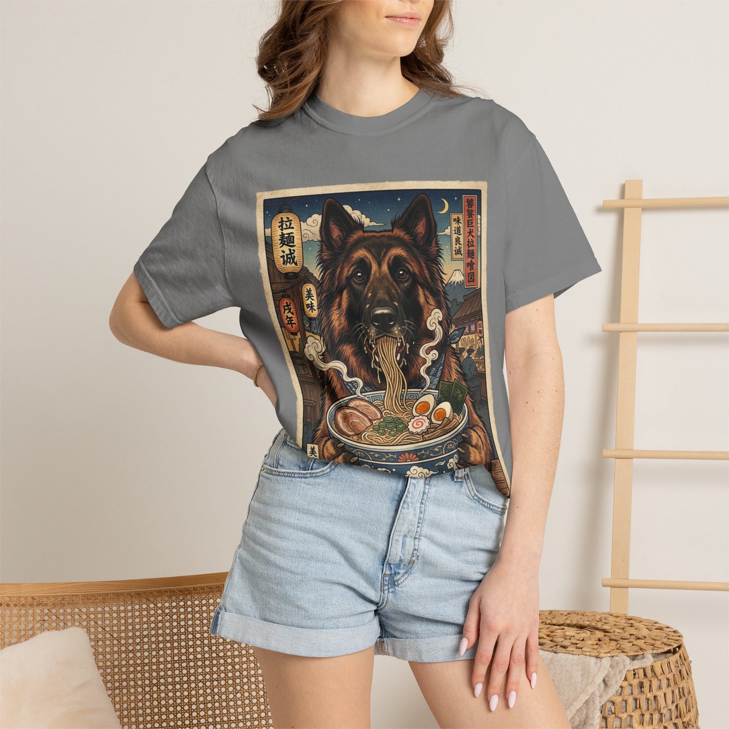 Belgian Tervuren Ramen Bowl T-Shirt | Vintage Japanese Dog Illustration