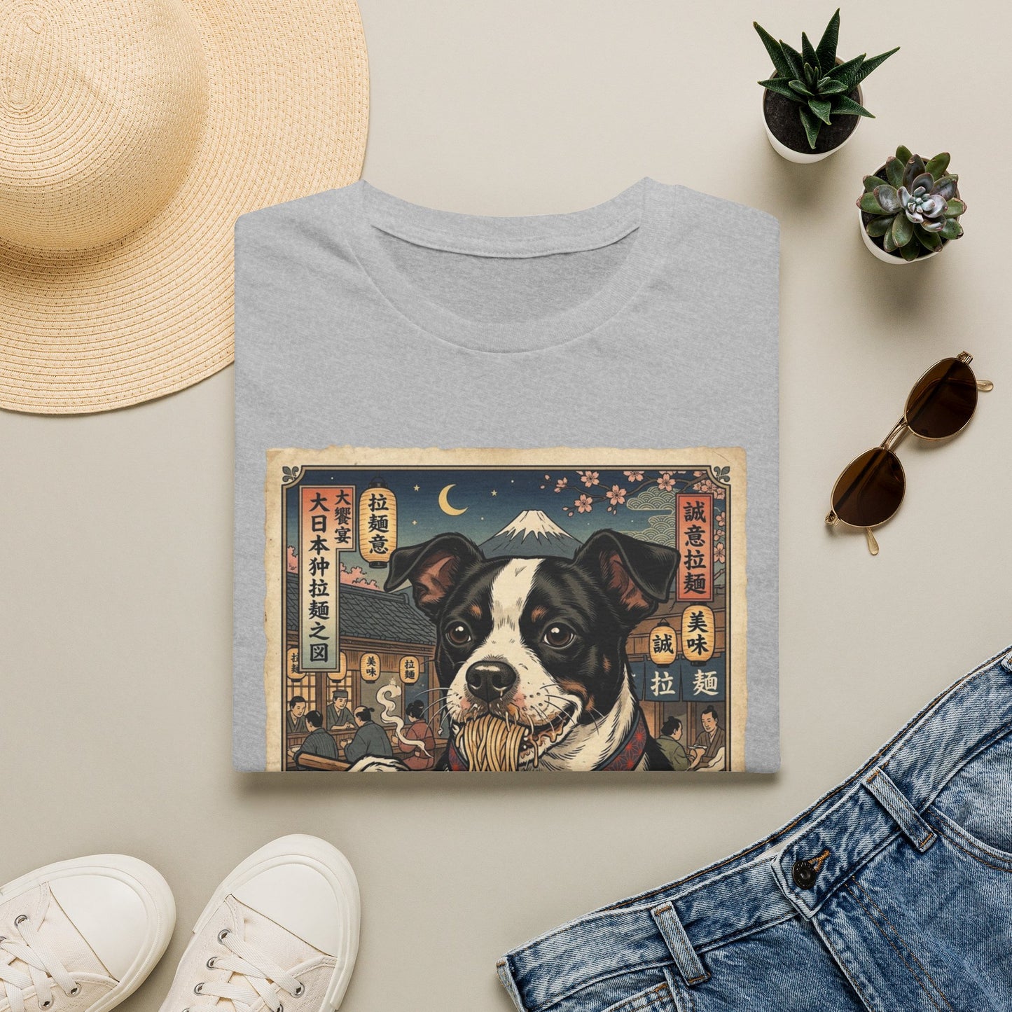 Japanese Terrier Ramen Vintage-Style T-Shirt