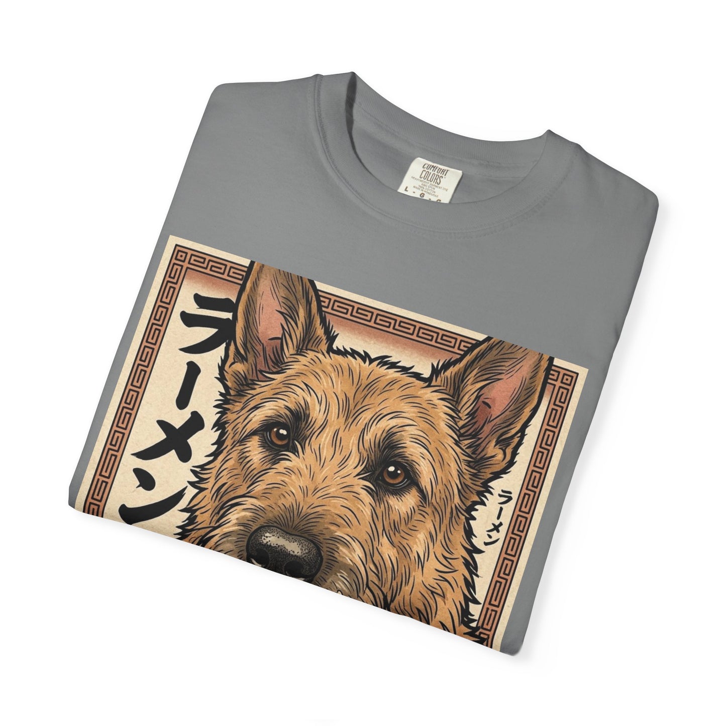Belgian Laekenois Eating Ramen T-shirt | Dog Noodle Bowl Illustration