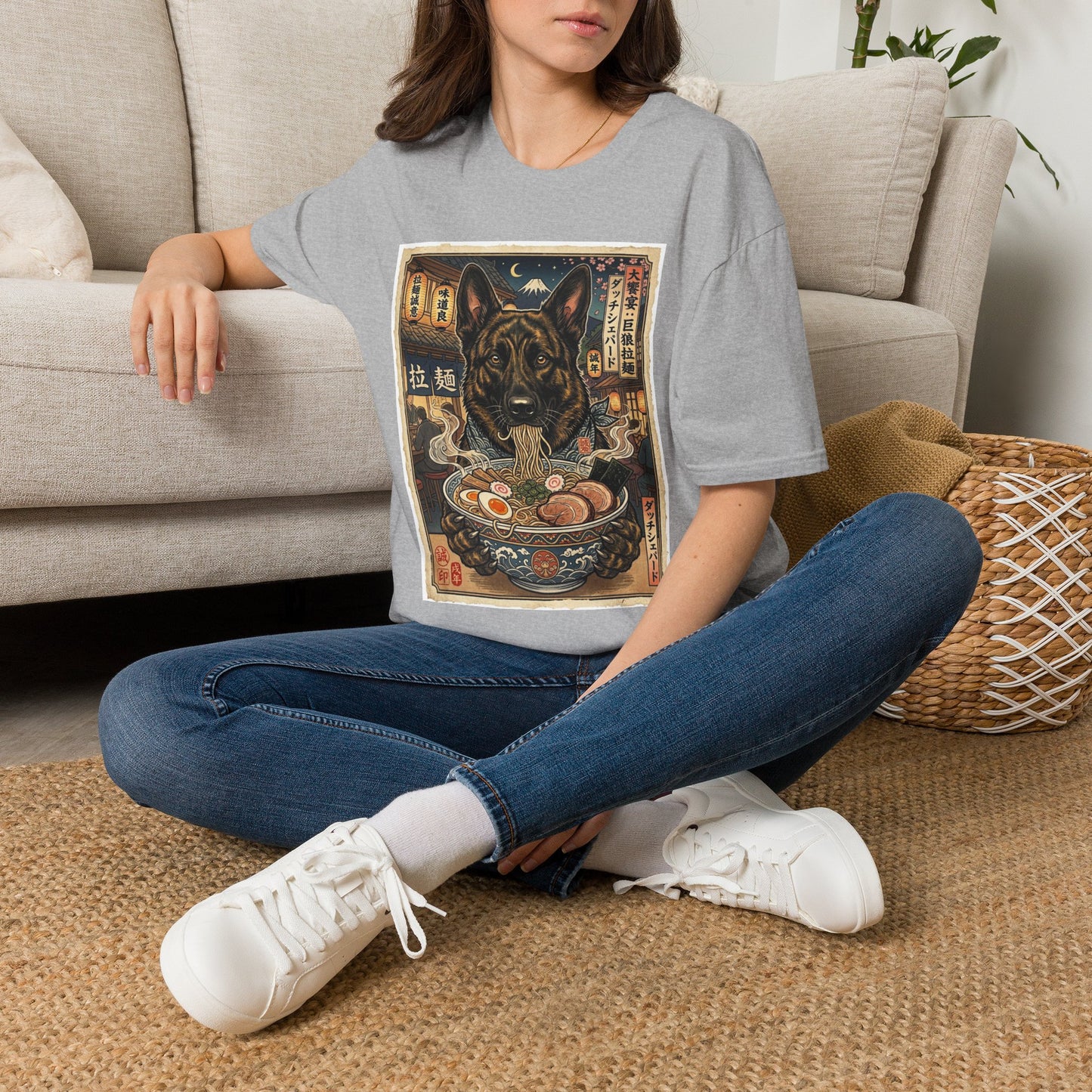 Dutch Shepherd Ramen German Shepherd T-Shirt — Vintage Japanese Dog Bowl Design