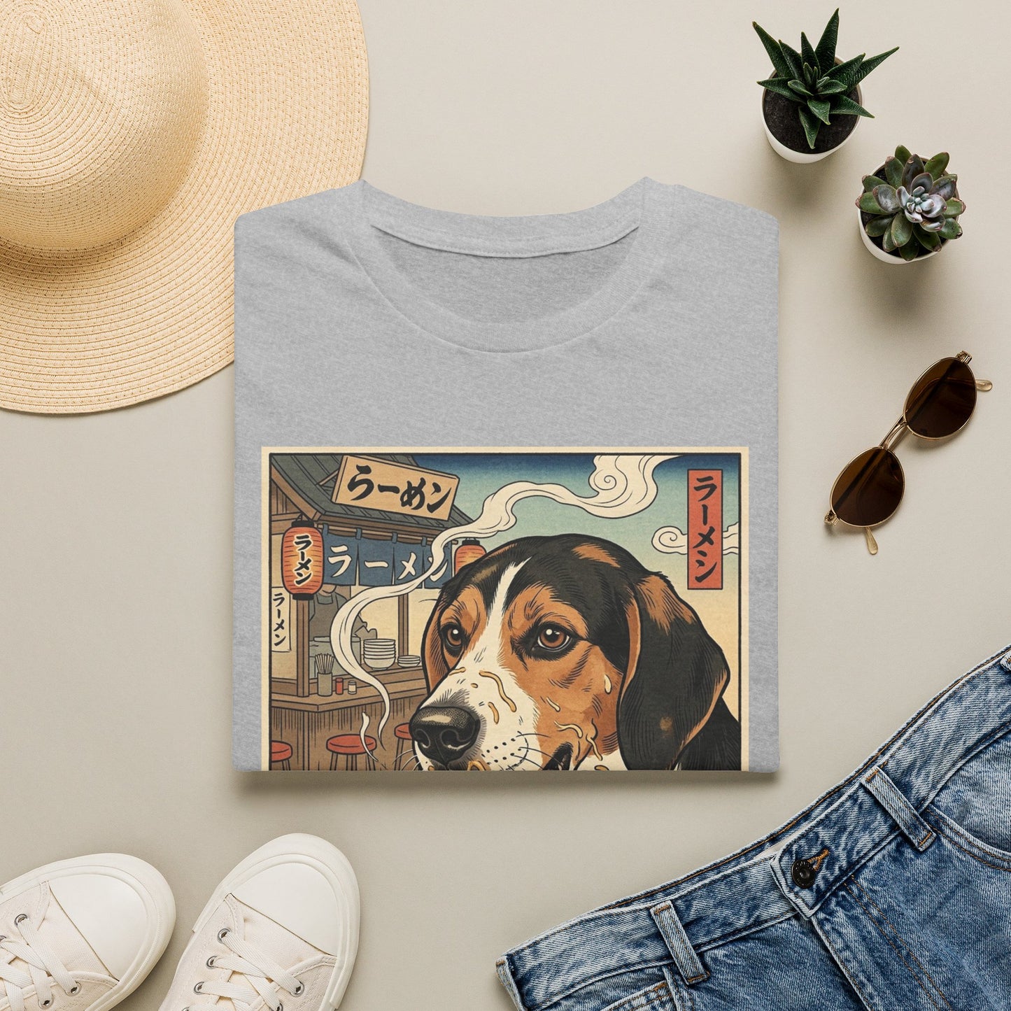 Harrier Ramen Dog T-Shirt — Vintage Japanese Ramen Bowl Graphic Tee
