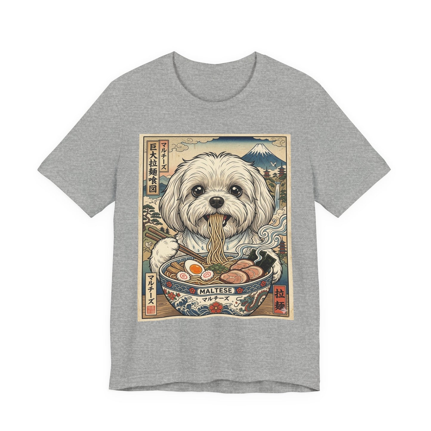 Maltese Ramen Tee — Cute Dog Eating Noodles Japanese-Inspired T-Shirt