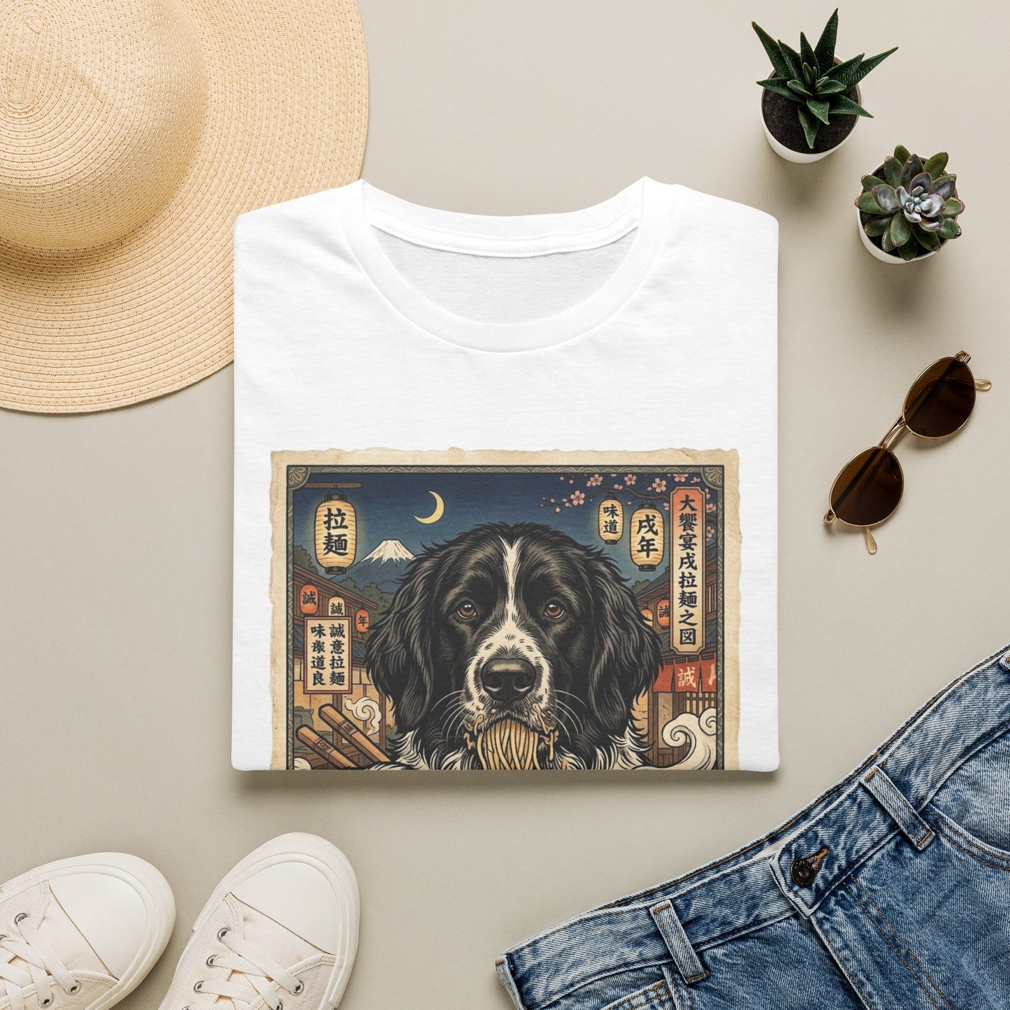 Large Munsterlander Ramen Bowl T-Shirt — Vintage Japanese Dog Art Tee
