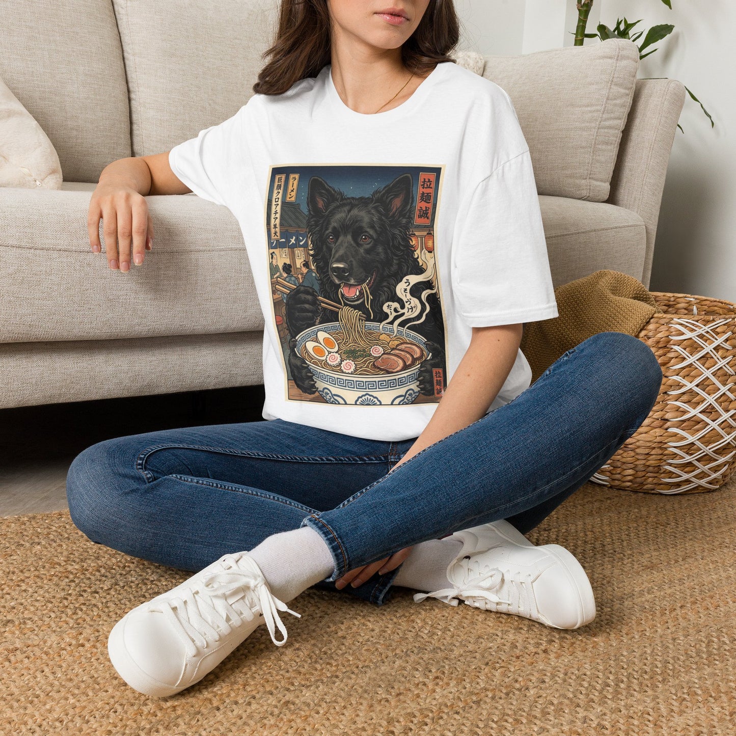 Croatian Sheepdog  Ramen Bowl T-Shirt | Japanese Noodle Shop Art