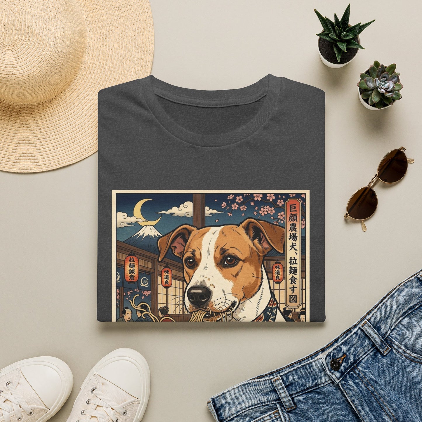 Danish-Swedish Farmdog Ramen Dog T‑Shirt — Cute Japanese Ukiyo‑Style Pup Graphic Tee
