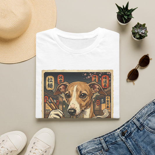 Ramen Dog T‑Shirt — Cute Italian Greyhound Slurping Noodles Graphic Tee