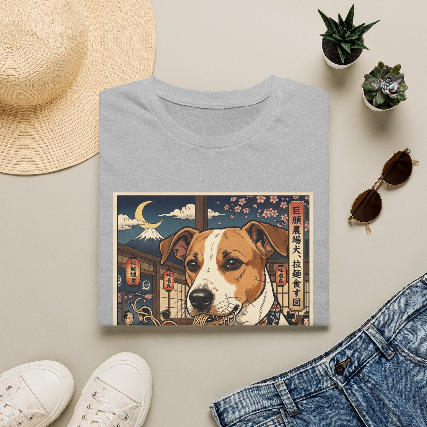 Danish-Swedish Farmdog Ramen Dog T‑Shirt — Cute Japanese Ukiyo‑Style Pup Graphic Tee