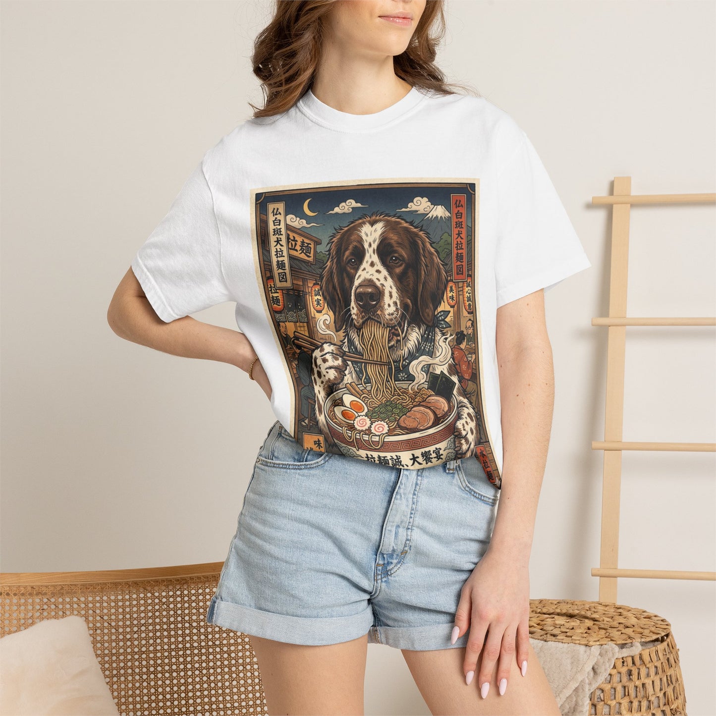 Braque Francais Pyrenean Ramen Dog Illustration T-Shirt