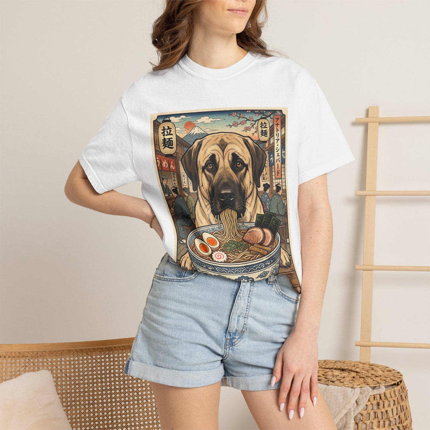 Anatolian Shepherd Ramen Bowl T-Shirt | Dog Noodle Illustration
