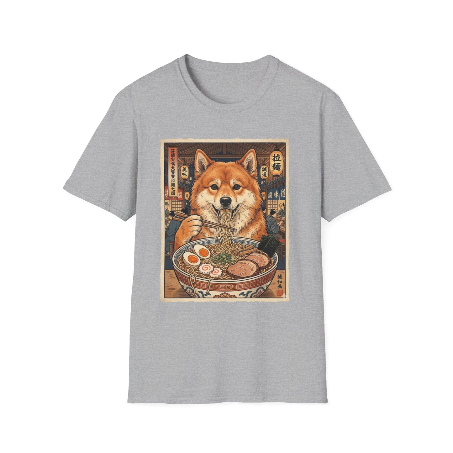 Finnish Spitz Ramen Tee — Cute Dog Eating Noodles Graphic T-Shirt