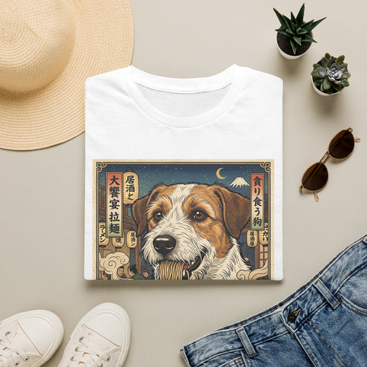 Ramen Dog T-Shirt — Cute Retro Japanese-Inspired Kromfohrlander Eating Noodles Graphic Tee
