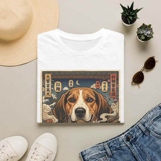 English Foxhound Ramen Poster T-Shirt — Vintage Japanese-Inspired Dog Graphic Tee