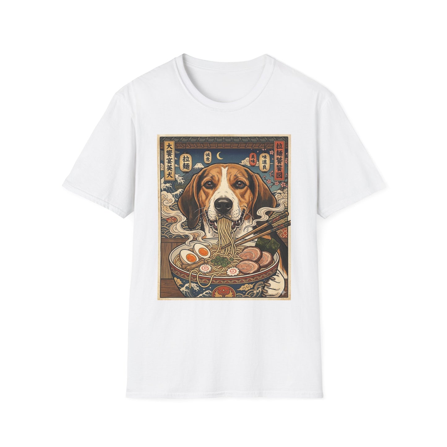 English Foxhound Ramen Poster T-Shirt — Vintage Japanese-Inspired Dog Graphic Tee