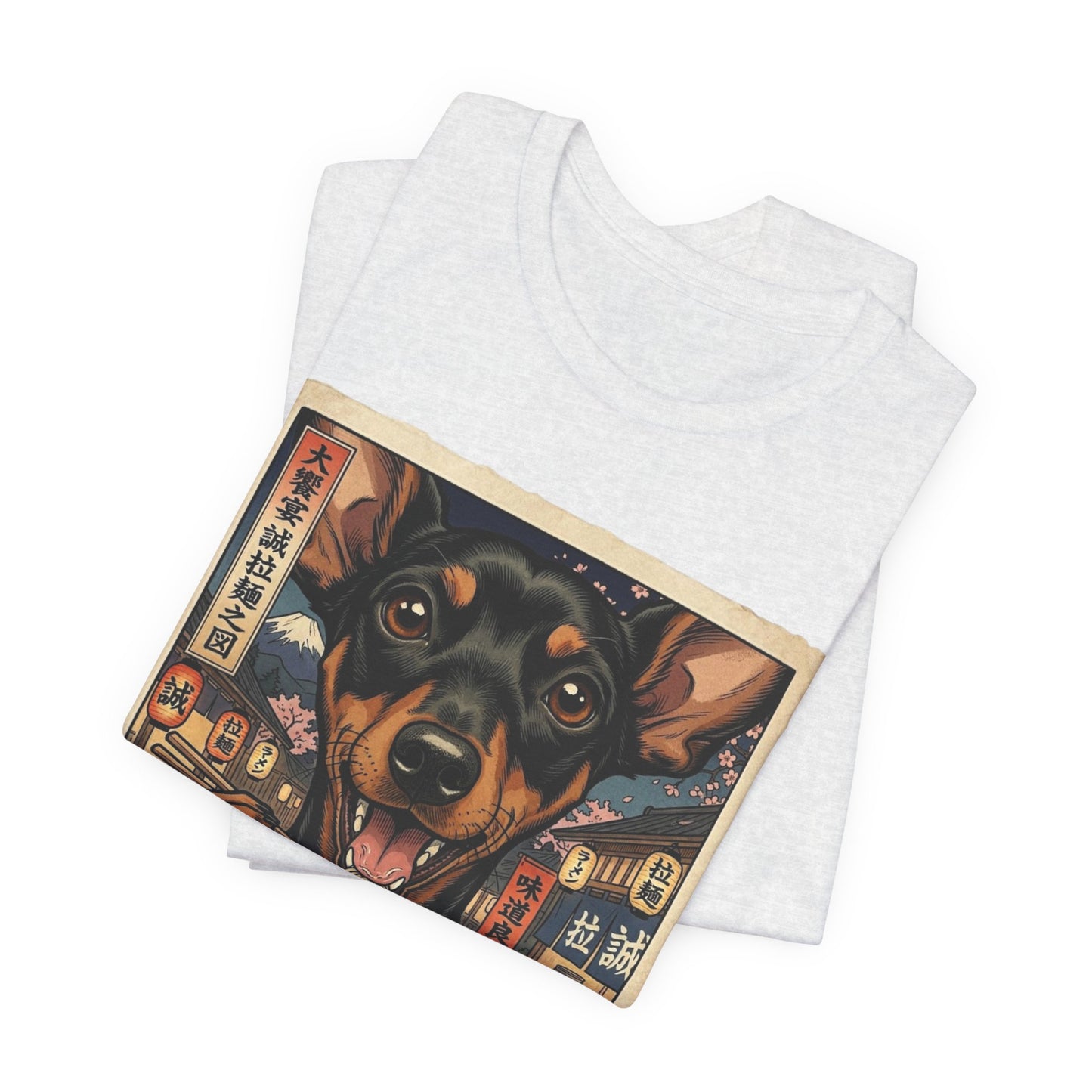 Ramen Manchester Terrier (toy) Graphic Tee — Cute Dog Eating Ramen T‑Shirt